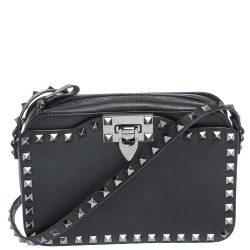 Pre Owned Valentino Leather Small Rockstud Camera Crossbody Bag