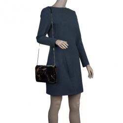 Pre Owned Valentino Black Calf Hair Rockstud Panther Print Hand Bag