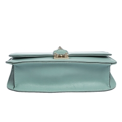 Pre Owned Valentino Mint Green Leather Rockstud Medium Glam Lock Flap Bag