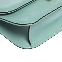 Pre Owned Valentino Mint Green Leather Rockstud Medium Glam Lock Flap Bag