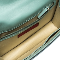 Pre Owned Valentino Mint Green Leather Rockstud Medium Glam Lock Flap Bag