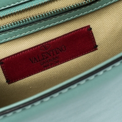 Pre Owned Valentino Mint Green Leather Rockstud Medium Glam Lock Flap Bag
