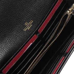 Pre Owned Valentino Metallic Leather Rockstud Wallet on Chain