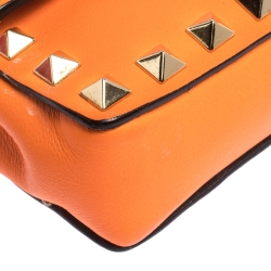 Pre Owned Valentino Neon Orange Leather Rockstud Bracelet Clutch