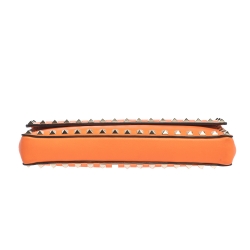 Pre Owned Valentino Neon Orange Leather Rockstud Bracelet Clutch