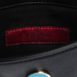 Pre Owned Valentino Black Leather Small Rockstud Flap Crossbody Bag