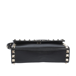 Pre Owned Valentino Black Leather Small Rockstud Flap Crossbody Bag