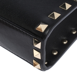 Pre Owned Valentino Black Leather Small Rockstud Flap Crossbody Bag