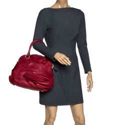 Pre Owned Valentino Red Leather Petale Dome Satchel