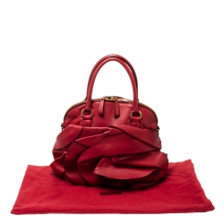 Pre Owned Valentino Red Leather Petale Dome Satchel