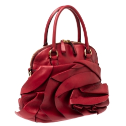 Pre Owned Valentino Red Leather Petale Dome Satchel