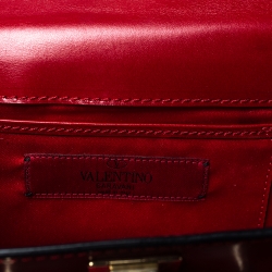 Pre Owned Valentino Red Leather Mini Rockstud Double Flap Bag