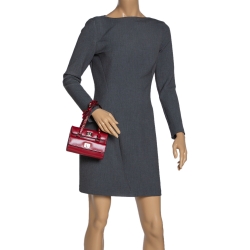 Pre Owned Valentino Red Leather Mini Rockstud Double Flap Bag
