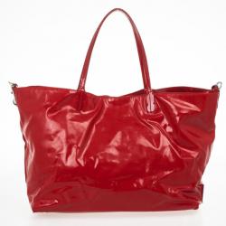 Pre Owned Valentino Red Flower Patent Tote