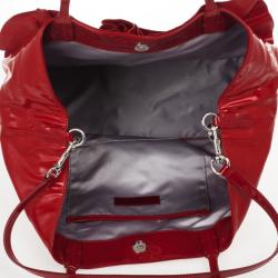 Pre Owned Valentino Red Flower Patent Tote