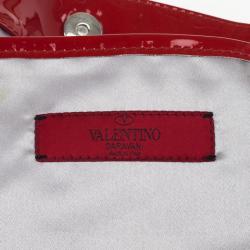 Pre Owned Valentino Red Flower Patent Tote