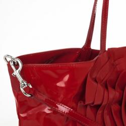 Pre Owned Valentino Red Flower Patent Tote