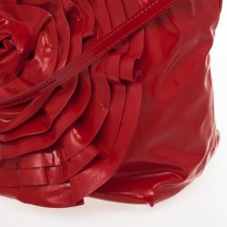 Pre Owned Valentino Red Flower Patent Tote