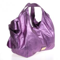 Pre Owned Valentino Metallic Purple Leather Nuage Bow Tote