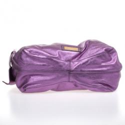 Pre Owned Valentino Metallic Purple Leather Nuage Bow Tote
