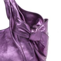 Pre Owned Valentino Metallic Purple Leather Nuage Bow Tote