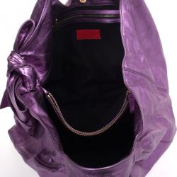 Pre Owned Valentino Metallic Purple Leather Nuage Bow Tote