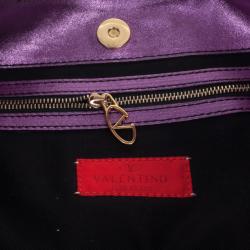 Pre Owned Valentino Metallic Purple Leather Nuage Bow Tote
