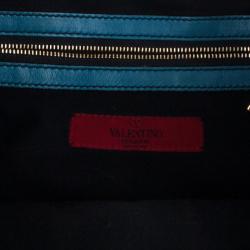 مملوكة مسبقًا Valentino Blue Leather Rose Tote