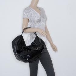 Pre Owned Valentino Black Patent Leather Bow Detail Large Shoulderbag