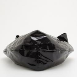 Pre Owned Valentino Black Patent Leather Bow Detail Large Shoulderbag