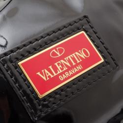 Pre Owned Valentino Black Patent Leather Bow Detail Large Shoulderbag