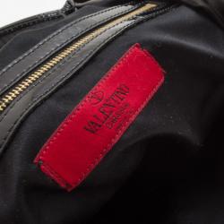 Pre Owned Valentino Black Patent Leather Bow Detail Large Shoulderbag