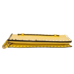 Pre Owned Valentino Yellow Leather Rockstud Wristlet Clutch