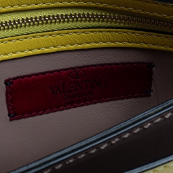 Pre Owned Valentino Yellow Leather Rockstud Wristlet Clutch