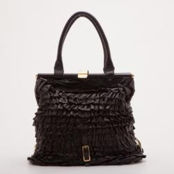 Pre Owned Valentino Black Leather Allure Frame Satchel Bag