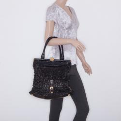 Pre Owned Valentino Black Leather Allure Frame Satchel Bag