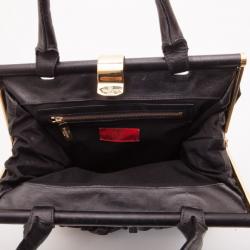 Pre Owned Valentino Black Leather Allure Frame Satchel Bag