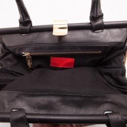 Pre Owned Valentino Black Leather Allure Frame Satchel Bag