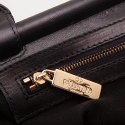 Pre Owned Valentino Black Leather Allure Frame Satchel Bag