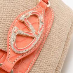 Pre Owned Valentino Straw Shoulder Bag With Swarovski Crystals