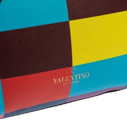Pre Owned Valentino Multicolor Leather Mini Rainbow Rockstud Tote