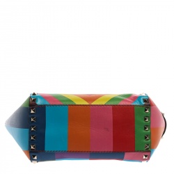 Pre Owned Valentino Multicolor Leather Mini Rainbow Rockstud Tote