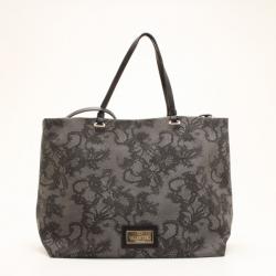 مملوكة مسبقًا Valentino Black and Grey Lace Printed Coated Canvas Tote