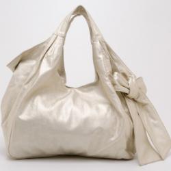 Pre Owned Valentino Nuage Bow Pale Gold Hobo