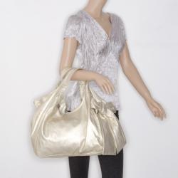 Pre Owned Valentino Nuage Bow Pale Gold Hobo