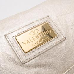 Pre Owned Valentino Nuage Bow Pale Gold Hobo