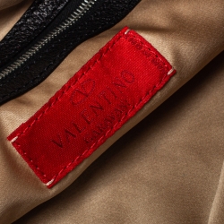 Pre Owned حقيبة هوبو فالنتينو قلاب حلقة حرف فى قماش كروشيت مزخرفة سوداء 