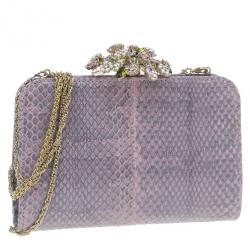 مملوكة مسبقًا Valentino Purple Python Chain Shoulder Bag