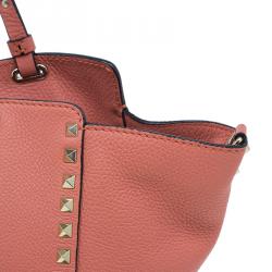 Pre Owned Valentino Tangerine Leather Medium Rockstud Trapeze Tote Bag