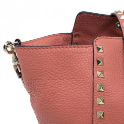 Pre Owned Valentino Tangerine Leather Medium Rockstud Trapeze Tote Bag